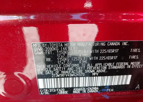 2025 Toyota Rav4 Xle from USA, damaged, VIN 2T3W1RFV4SW424570